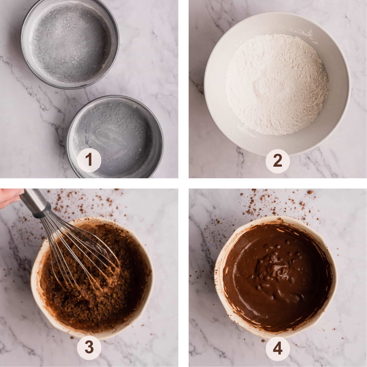 Chocolate ganache cake process photos step by step with numbers.