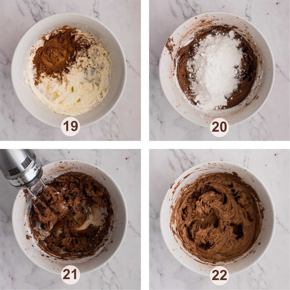 How to make chocolate buttercream frosting step by step with numbers.
